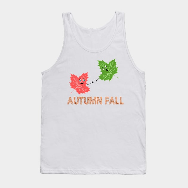 Autumn Fall Funny Maple Leaf Joke Cartoon Design Tank Top by sillyindustries